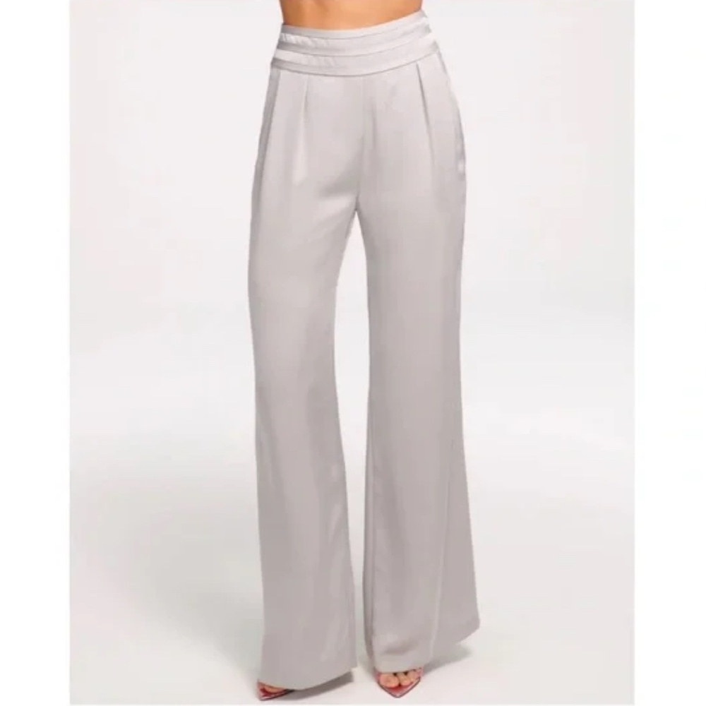 NWT Ramy Brook Joss satin wide leg pants 2